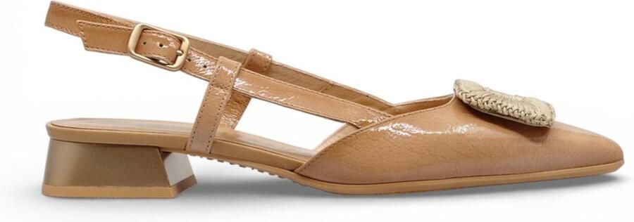 Hispanitas Beige ballerina's van leer met spitse neus - Foto 2