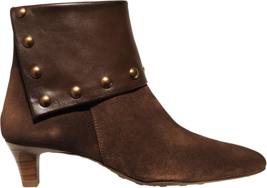 Hispanitas donkerbruine suède enkellaarzen met studs HI265062