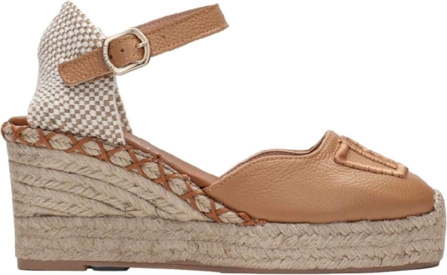 Hispanitas Sofia 5 bruin gebroken leren espadrilles -Hoogte hak