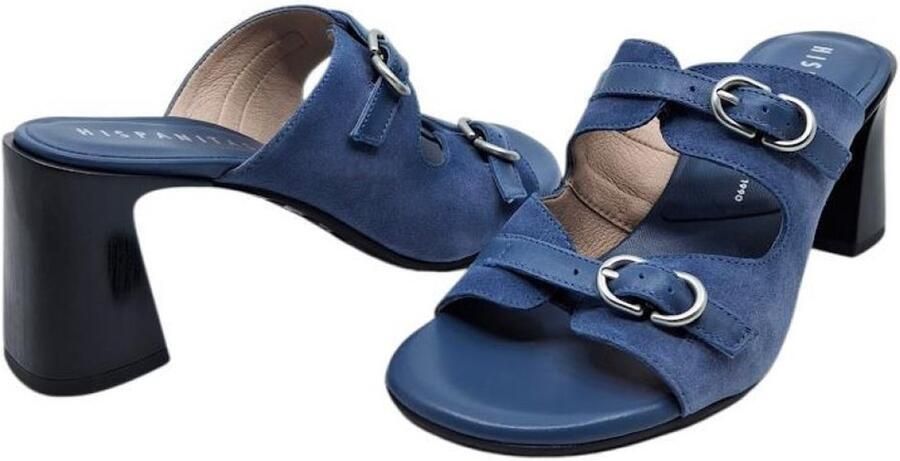 Hispanitas velour jeans dames slipper met blokhak HV264803