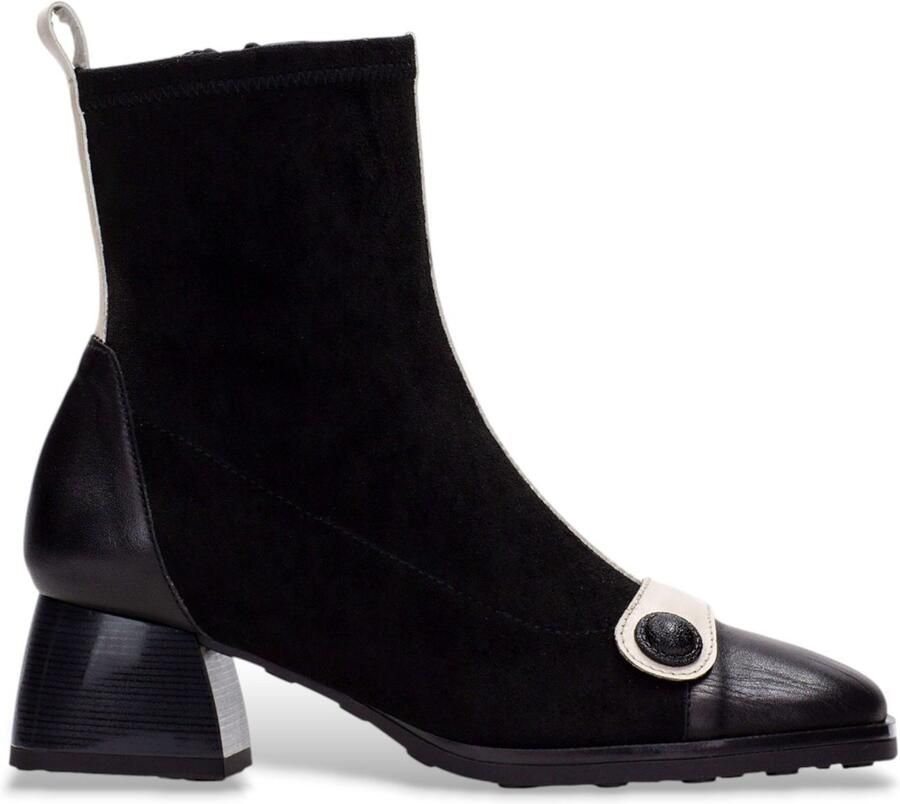Hispanitas Zwarte enkellaarsjes van veloursleer