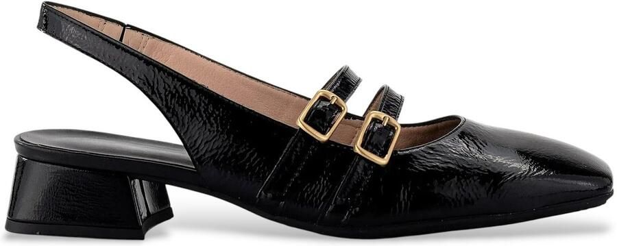 Hispanitas Zwarte leren pumps met hak