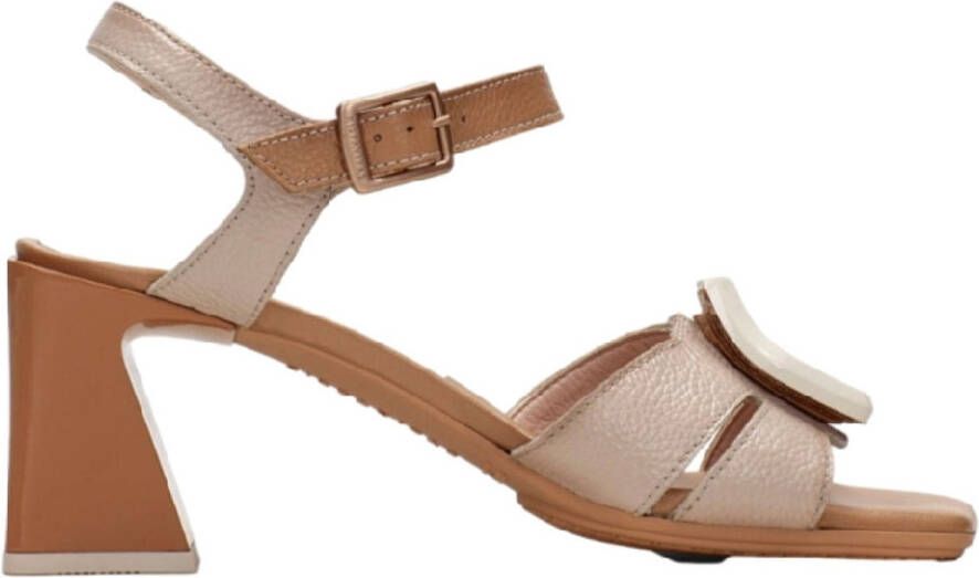 Hispanitas Mallorca beige leren sandalen -Helhoogte