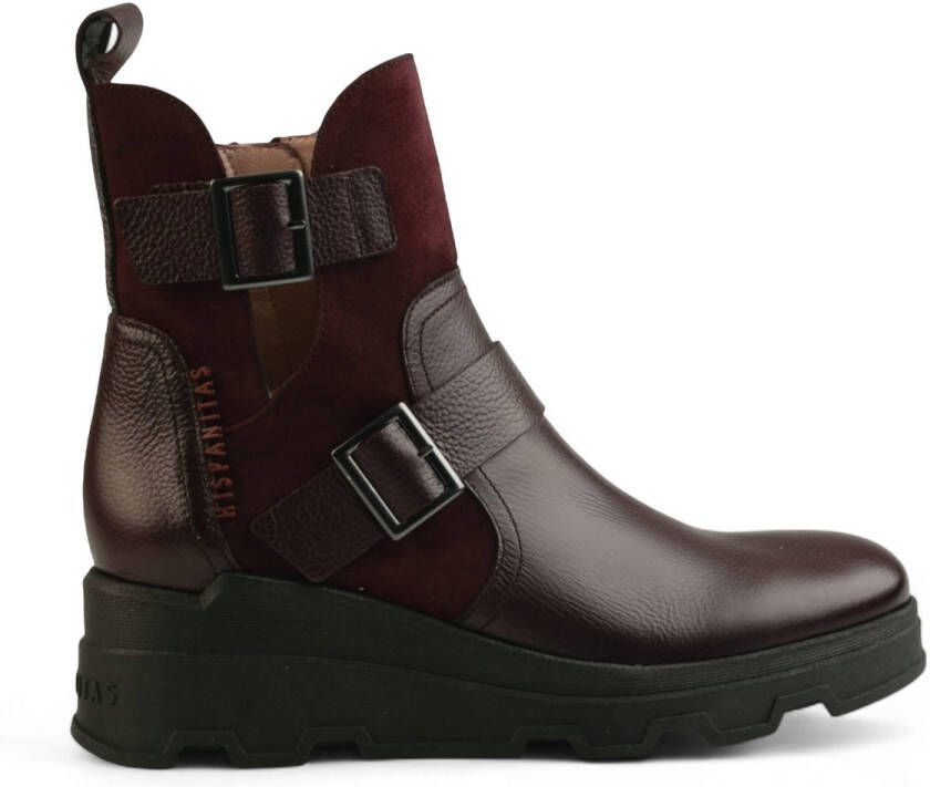 Hispanitas Maroon Velours lederen enkellaarsjes