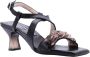 Hispanitas Beige en Zwart T-Strap Hoge Hak Sandalen Beige Dames - Thumbnail 3