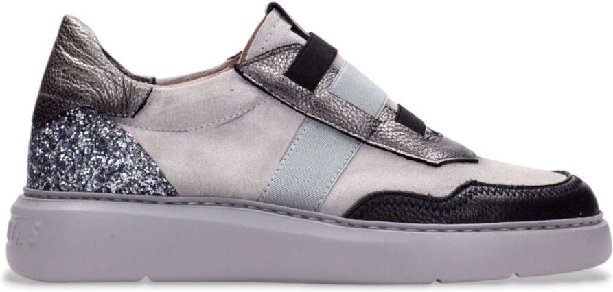 Hispanitas Sneakers van grijs glitterleer