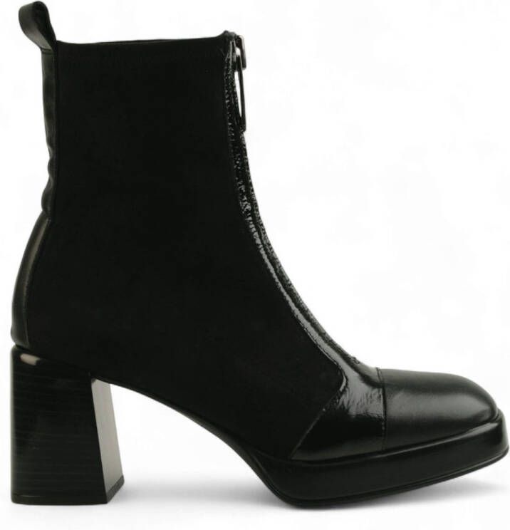 Hispanitas Zwart velours leren enkellaarsjes