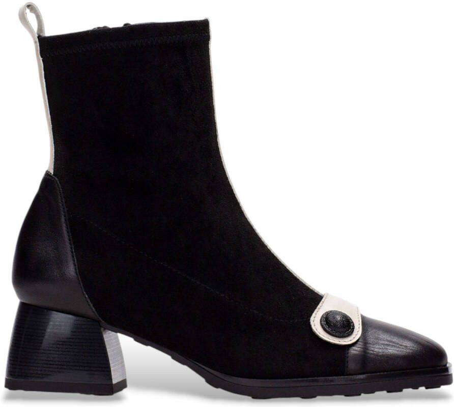 Hispanitas Zwarte enkellaarsjes van veloursleer