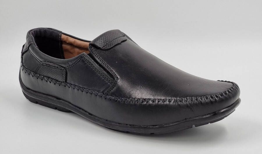 Hitman Schoenen Combine Heren Schoenen 100% Echt Leer Loafers Heren Instappers Heren Extra Grote Maten Zwart - Foto 4