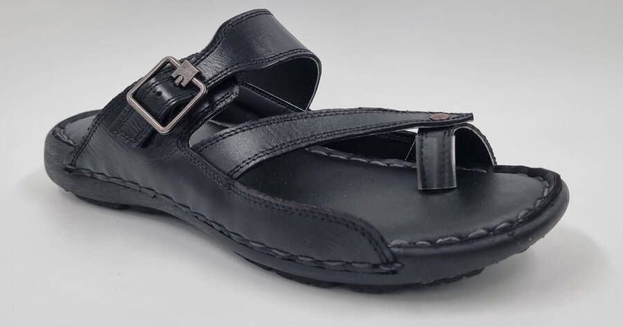 Hitman Schoenen FLICK Heren Slippers Heren Teenslippers Echt Leer Zwart