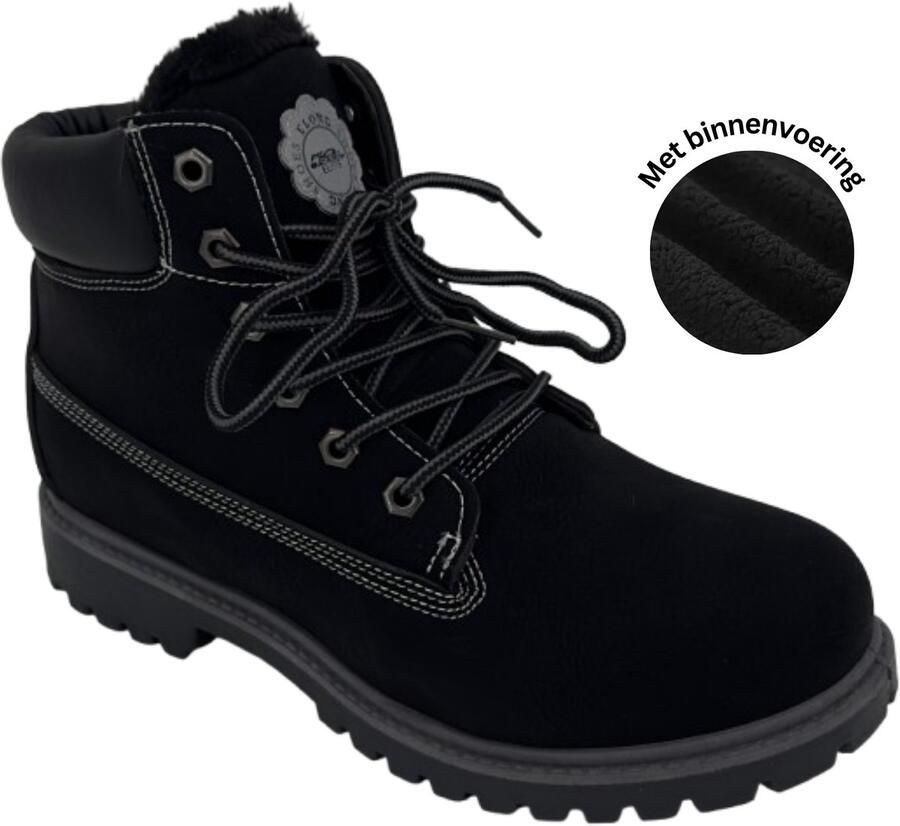 Hitman Schoenen Elong500 Heren Schoenen Laarzen Heren Veterboots Gevoerde Binnenzijde Wandelschoenen voor Heren Zwart