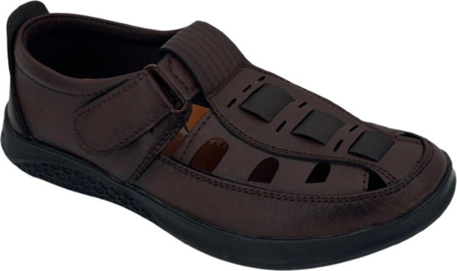Hitman Schoenen New Generation Sandalen Heren Instappers Heren Lichtgewicht Heren Sandalen Klittenband Sluiting Donker Bruin
