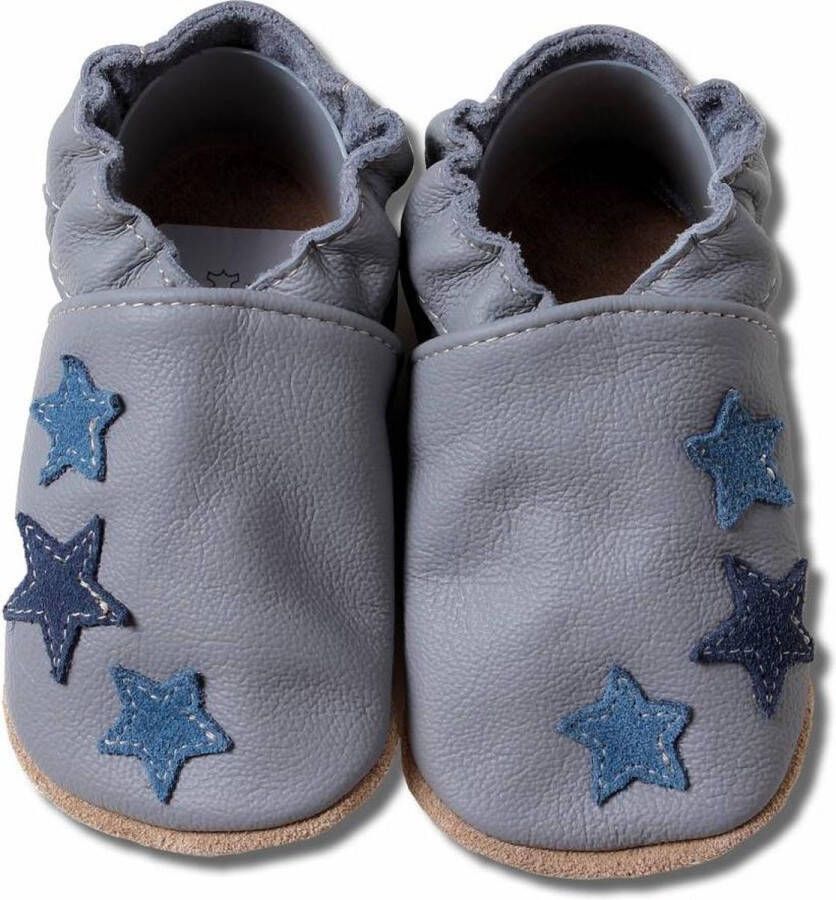 Hobea Babyslofjes grijs met blauwe sterren
