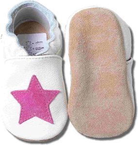 Hobea babyslofjes roze ster wit