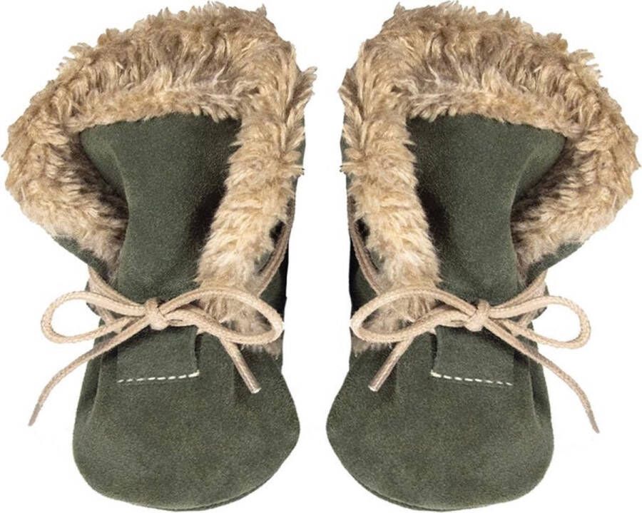 Hobea winterslofjes suede olijfgroen