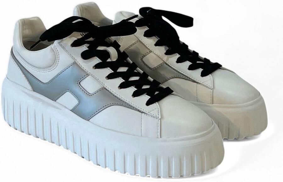 Hogan sneakers wit met zilveren H en zwarte veters voor dames