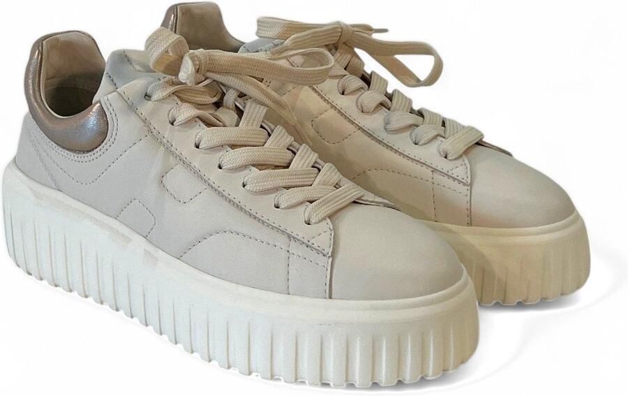 Hogan sneakers wit met metallic hielstuk en plateauzool voor dames