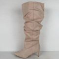 Hoge slouchy laarzen met naaldhakje beige - Beige