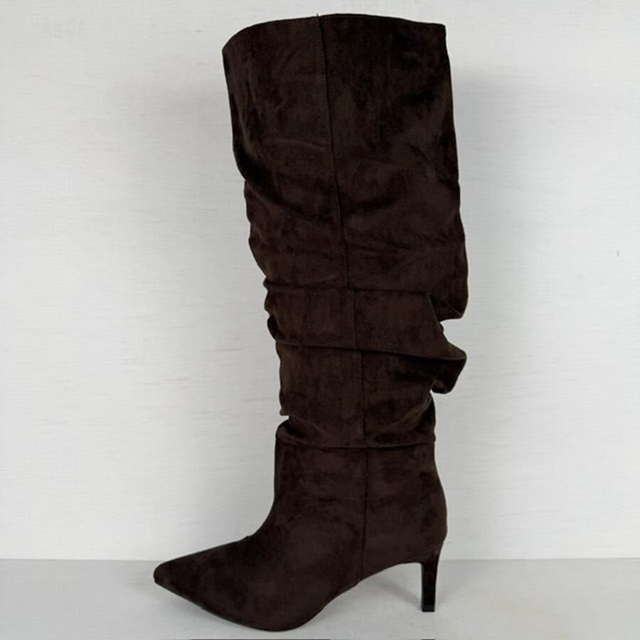 Hoge slouchy laarzen met naaldhakje bruin