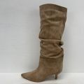 Hoge trendy slouchy cowboylaarzen met naaldhakje khaki - Khaki