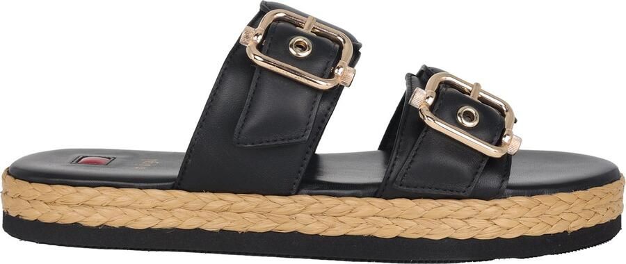Högl Gevlochten zool zwarte leren sandalen
