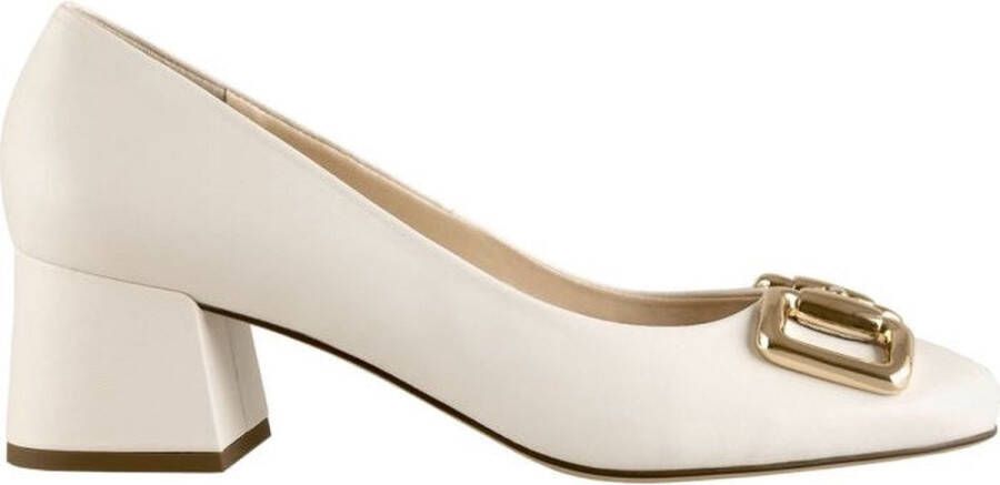 Högl Elegante Horsebit Pumps met Midi Blokhakken Wit Dames