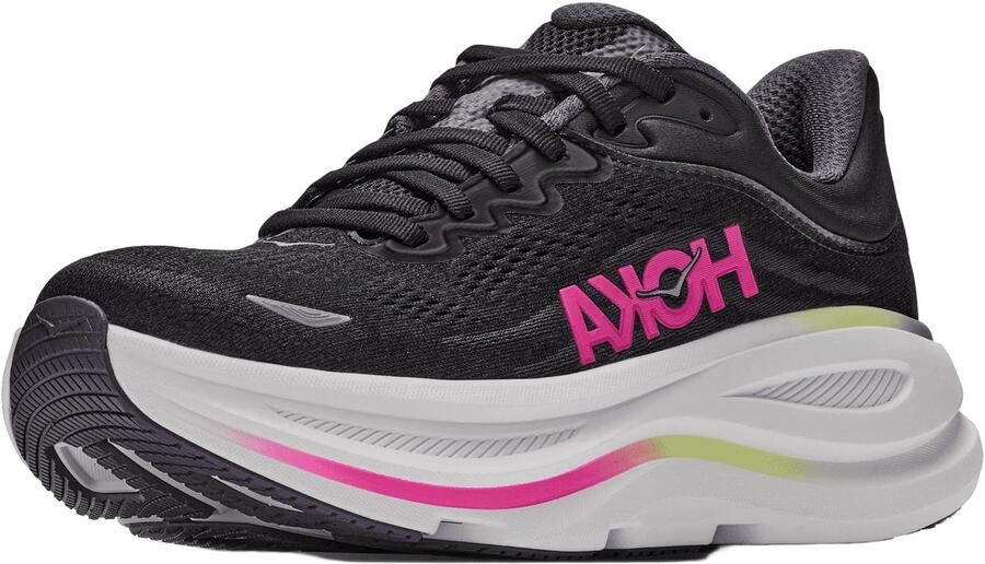 HOKA Women's Bondi 9 Hardloopschoenen Regular zwart neon dragonfruit