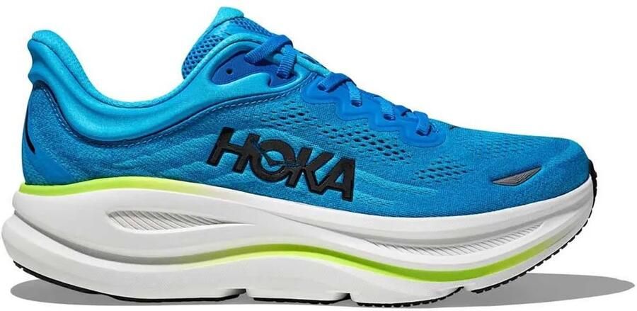 Hoka Bondi 9 Hardloopschoenen Zwart Wit Skyward Blue Blue Heren