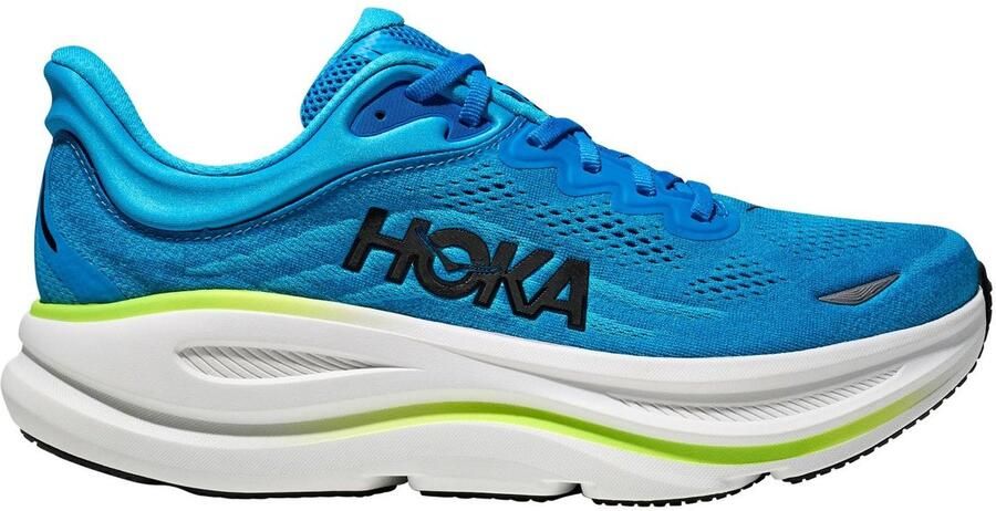 Hoka Bondi 9 Hardloopschoenen Zwart Wit Skyward Blue Blue Heren