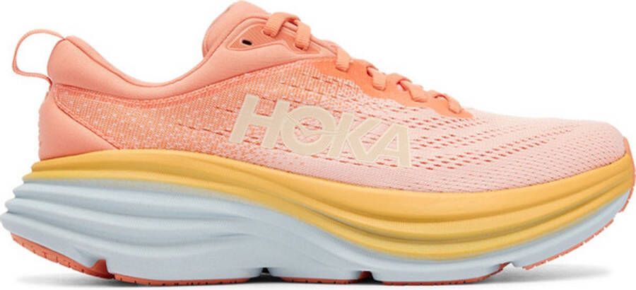 Hoka One Bondi 8 Dames Sportschoenen Hardlopen Weg oranje roze