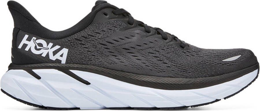 Hoka One Clifton 8 WIDE Heren Sportschoenen Hardlopen Weg zwart wit