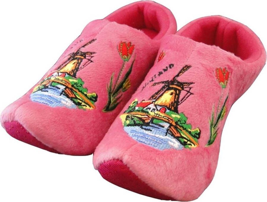 Holland slippers by Wilhelmus Klompsloffen roze met windmolen - Foto 1