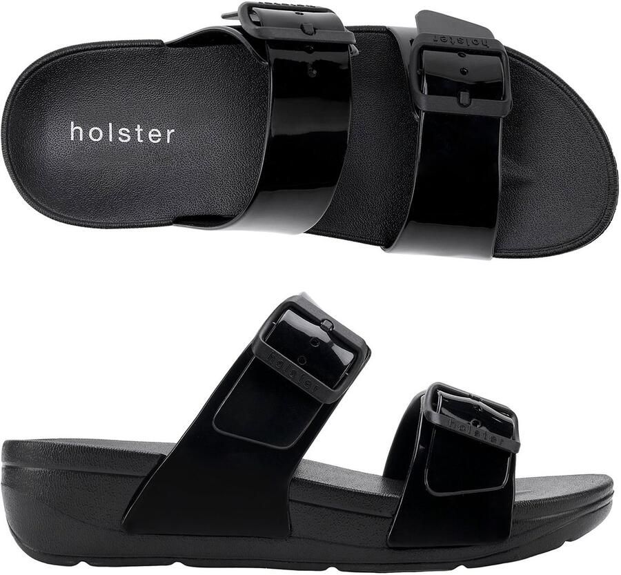 Holster Skyhigh Vegan Slippers Dames Podologisch Goedkeurd Waterproof Platform badslippers Zwart - Foto 2