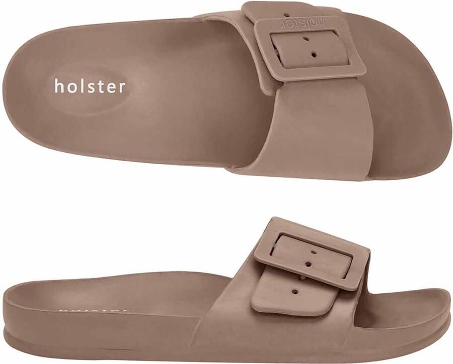 Holster Solace Vegan Slides Podologisch Goedgekeurd Comfort Verstelbare Gespen Natural BRUIN