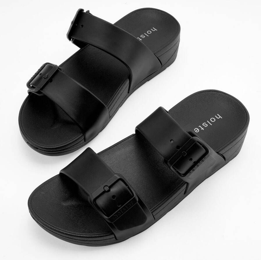 Holster Skyhigh Vegan Slippers Dames Podologisch Goedkeurd Waterproof Platform badslippers Zwart