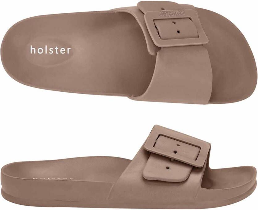 Holster Solace Vegan Slides Podologisch Goedgekeurd Comfort Verstelbare Gespen Natural BRUIN