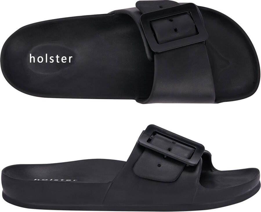Holster Solace Vegan Slides Podologisch Goedgekeurd Comfort Verstelbare Gespen Zwart