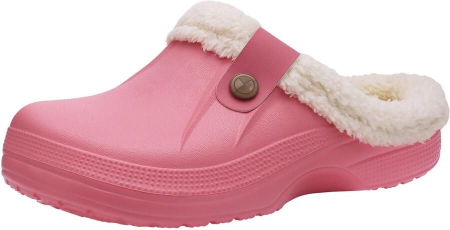 Homaxy Classic Fur Lined Clogs Tuinklompen Voor Volwassenen Klompen Met Bontvoering Fake Fur Tuinschoenen Roze 4243 Geschikt voor een voetlengte van