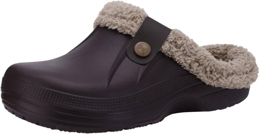Homaxy Classic Fur Lined Clogs Tuinklompen Voor Volwassenen Klompen Met Bontvoering Fake Fur Tuinschoenen Donkerbruin 4041 Geschikt voor een voetlengte van - Foto 1