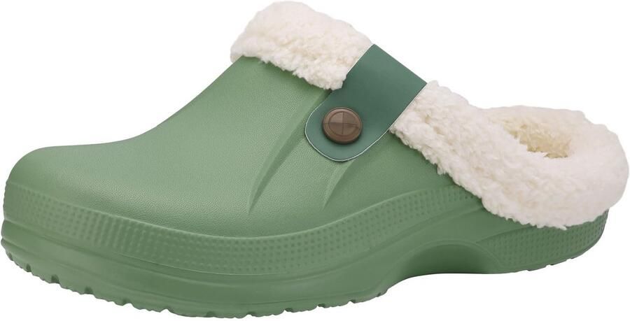 Homaxy Classic Fur Lined Clogs Tuinklompen Voor Volwassenen Klompen Met Bontvoering Fake Fur Tuinschoenen Appelgroen 4243 Geschikt voor een voetlengte van