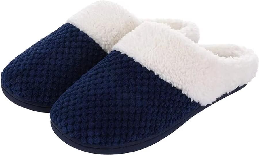 Homaxy Dames Pantoffels Open Sloffen Zachte Winterpantoffels Anti-slip Marineblauw 3637 Geschikt voor een voetlengte van