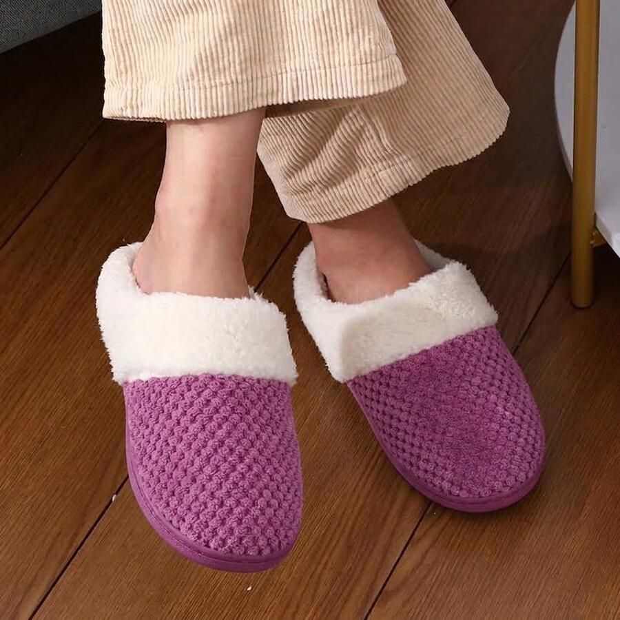 Homaxy Dames Pantoffels Open Sloffen Zachte Winterpantoffels Anti-slip Paars 4445 Geschikt voor een voetlengte van