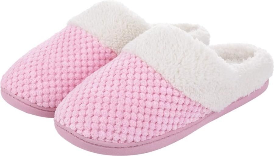 Homaxy Dames Pantoffels Open Sloffen Zachte Winterpantoffels Anti-slip Roze 4445 Geschikt voor een voetlengte van