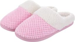 Homaxy Dames Pantoffels Open Sloffen Zachte Winterpantoffels Anti-slip Roze 4041 Geschikt voor een voetlengte van