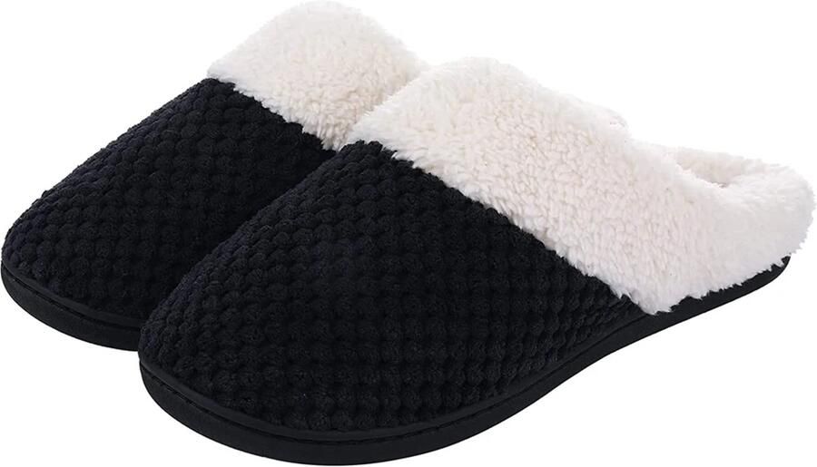 Homaxy Dames Pantoffels Open Sloffen Zachte Winterpantoffels Anti-slip Zwart 4041 Geschikt voor een voetlengte van