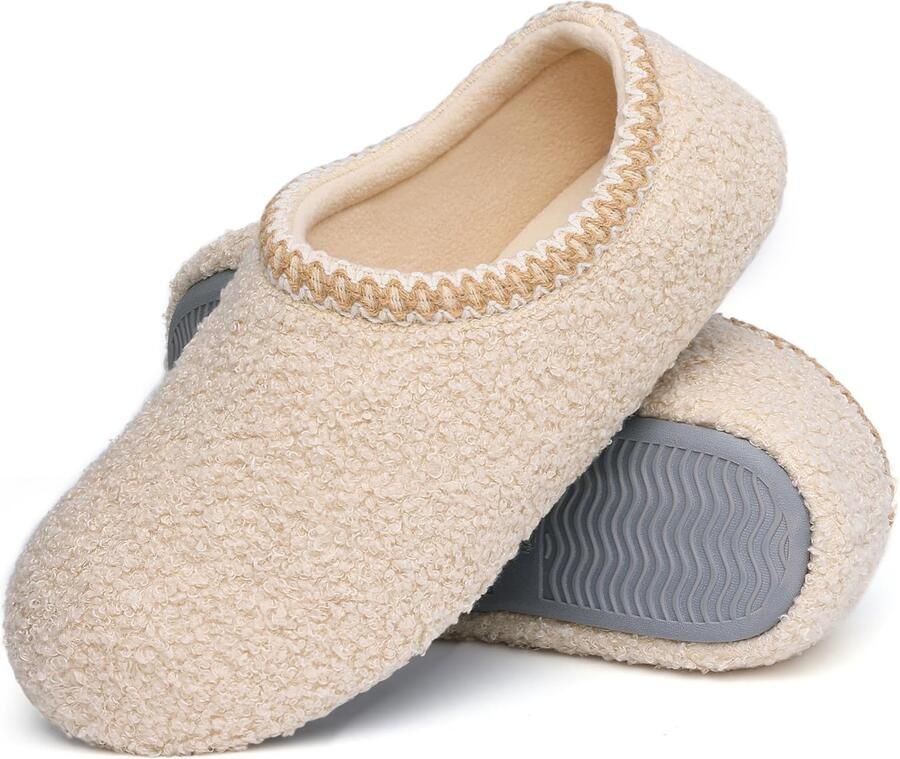 Homaxy Dames Pantoffels Sloffen Warme pantoffels Comfeet Anti-slip -Beige 40 Geschikt voor een voetlengte van