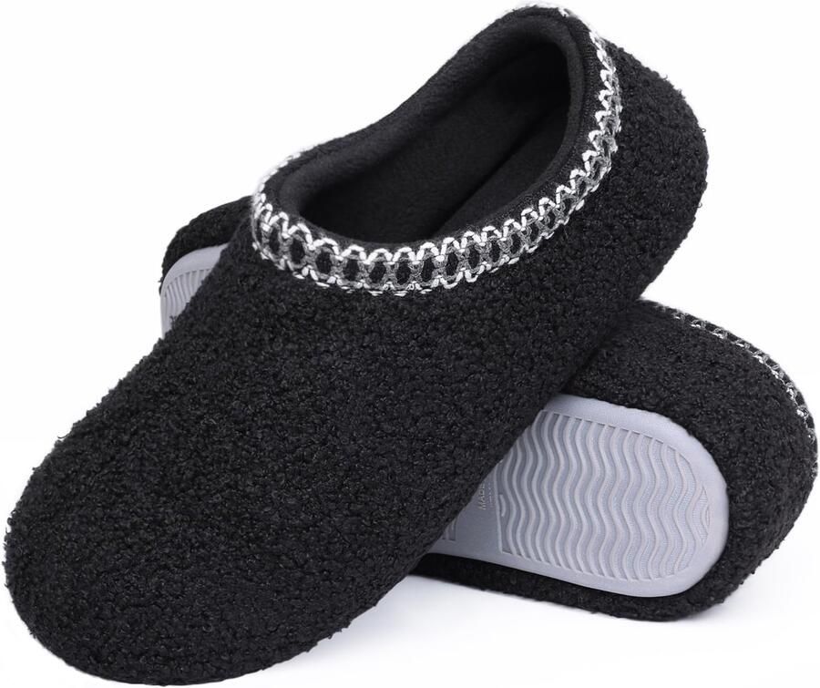 Homaxy Dames Pantoffels Sloffen Warme pantoffels Comfeet Anti-slip -Zwart 36 Geschikt voor een voetlengte van