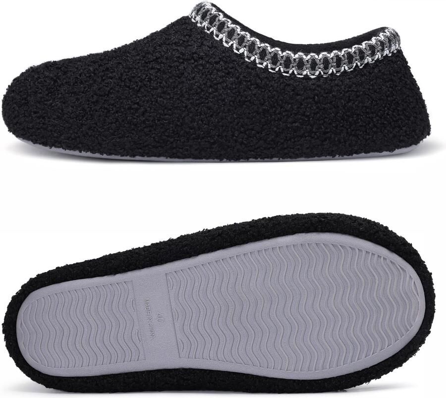 Homaxy Dames Pantoffels Sloffen Warme pantoffels Comfeet Anti-slip -Zwart 37 Geschikt voor een voetlengte van