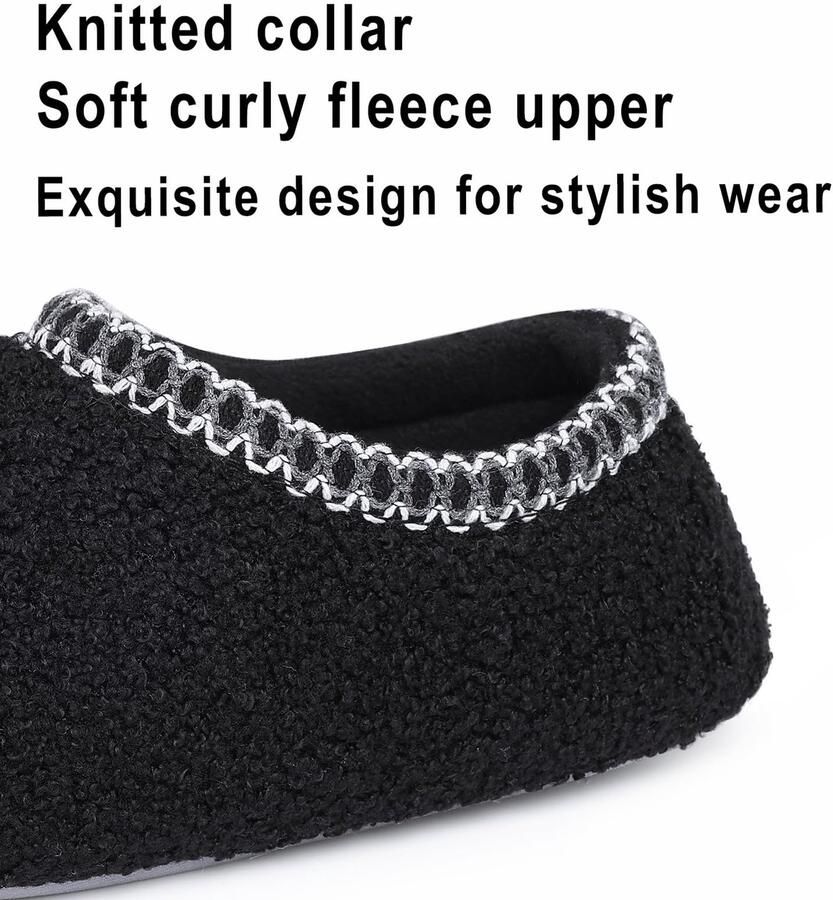Homaxy Dames Pantoffels Sloffen Warme pantoffels Comfeet Anti-slip -Zwart 42 Geschikt voor een voetlengte van