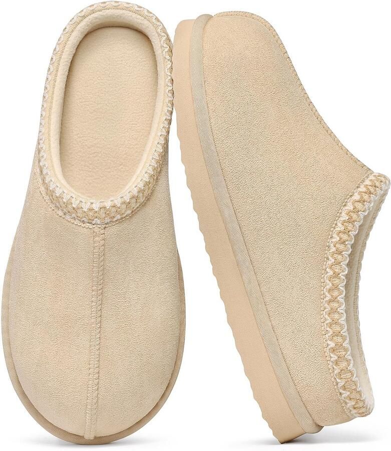 Homaxy Dames Pantoffels Suède Zachte Winterpantoffels Open Sloffen Anti-slip Abrikoos 4647 Geschikt voor een voetlengte van